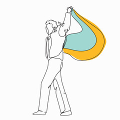 ukraine flag single hand drawn continuous line vector illustration design