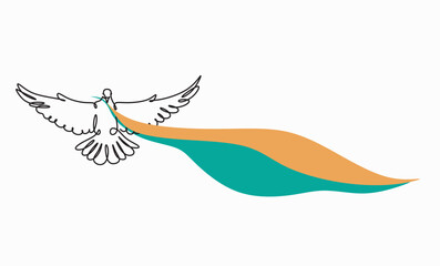 ukraine flag single hand drawn continuous line vector illustration design