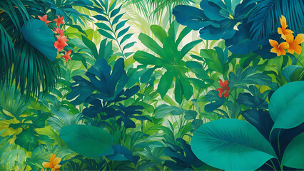Fototapeta na wymiar Jungle illustration background, 4K UHD