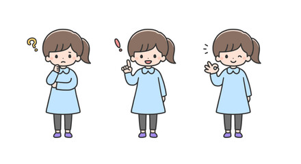 考えて解決する女の子のセット