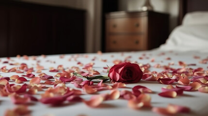 Bedding decoration travel rose towel. Generative Ai