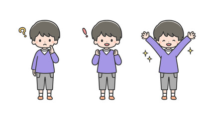 考えて解決する男の子のセット