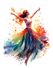 Obraz na płótnie Canvas Watercolor beautiful dancer girl. Illustration AI Generative.