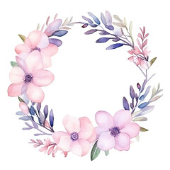 Naklejka premium Watercolor floral frame. Illustration AI Generative.