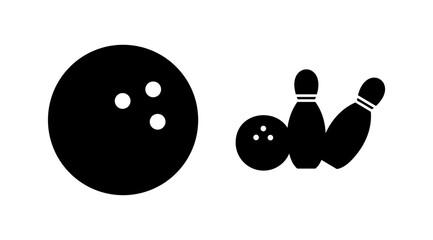 Bowling icon vector. Bowling ball and pin icon. Bowling pins with ball icon.