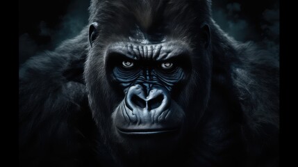 Powerful gorilla photo realistic illustration - Generative AI.