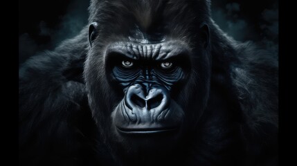 Obraz premium Powerful gorilla photo realistic illustration - Generative AI.