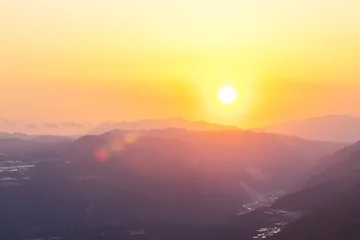Fotobehang Goud Geel Mountains on sunset  © Galyna Andrushko