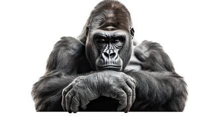 Fototapeta premium Powerful gorilla photo realistic illustration - Generative AI.