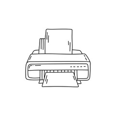  hand drawn vector Printer in doodle cartoon style