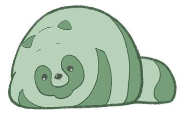 ねころんでこちらを見るたぬき（緑）