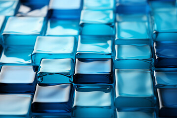Fototapeta premium A mosaic of blue tiles, representing stability and reliability, business background Generative AI