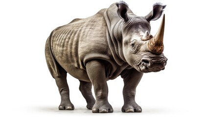Fototapeta na wymiar Majestic rhinocerus photo realistic illustration - Generative AI.