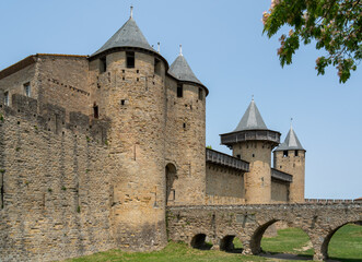 Fototapeta na wymiar very tall and big fortress of Carcassonne France