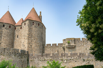 Fototapeta na wymiar very tall and big fortress of Carcassonne France