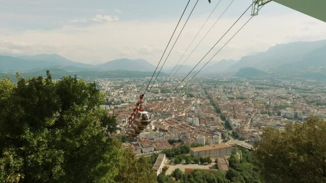 Top station of Telepherique de Grenoble Bastille or Crenoble's cable car, also known as Les bulles or the bubbles, France