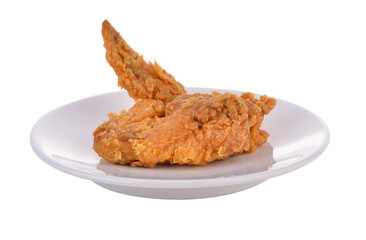 Fried chicken in a plate on transparent png
