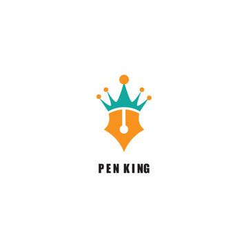 pen king logo illustration crown design abstract vector illustration