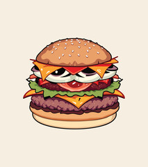 tasty cheese burger vector illustration.
