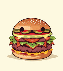 tasty cheese burger vector illustration.
