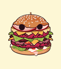 tasty cheese burger vector illustration.
