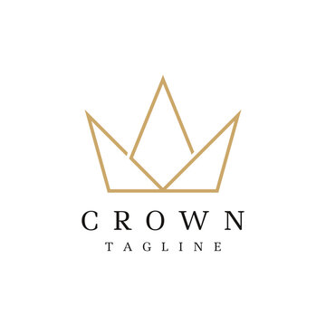 Vintage Golden Royal Crown logo template design with elegant and luxury geometric creative idea.Logo for business, beauty and salon.