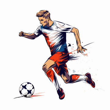 recommend clip art: Soccer player hand-drawn comic illustration. Football player. Vector doodle style cartoon illustration