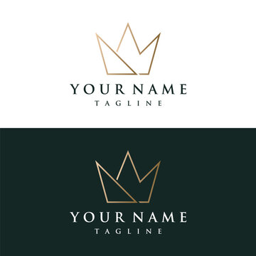 Vintage Golden Royal Crown logo template design with elegant and luxury geometric creative idea.Logo for business, beauty and salon.