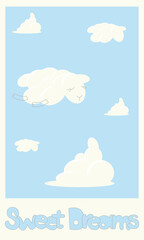 poster sweet dreams with cloud and sheep SMYK