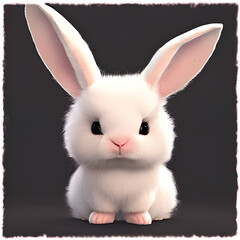 white rabbit on black background, generative ai