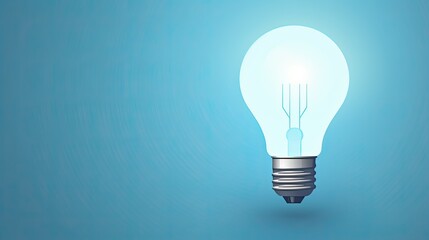 Illustration of a light bulb on blue background with space for a banner