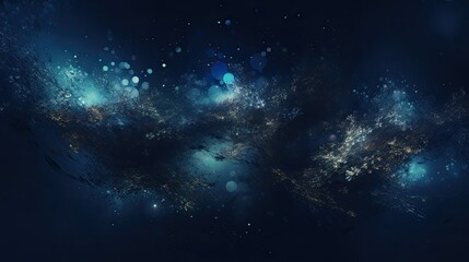 Abstract dark blue background with stars and nebula