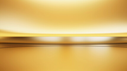 Abstract luxury background, Minimalistic gold architectural background and podium, modern design for poster, cover, branding, product showcase, AI generated.