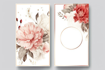 Elegant Red and Pink Card Design: Perfect for Wedding Invitations, Business Cards, and Watercolor Floral Themes