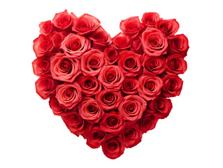 Heart of roses isolated on transparent or white background, png