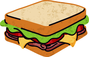 fast food, sandwich cartoon icons set, simple flat style, street high calorie food illustration.