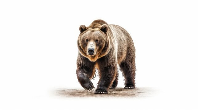 Powerful grizzly bear photo realistic illustration - Generative AI.