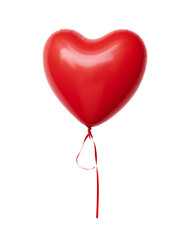 Red heart shaped balloon isolated on transparent or white background, png