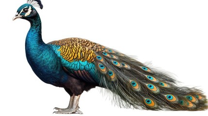 Colorful peacock photo realistic illustration - Generative AI.