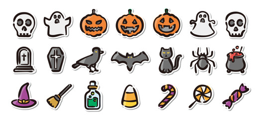 Illustrated sticker set of Halloween.Quick and simple to use.
