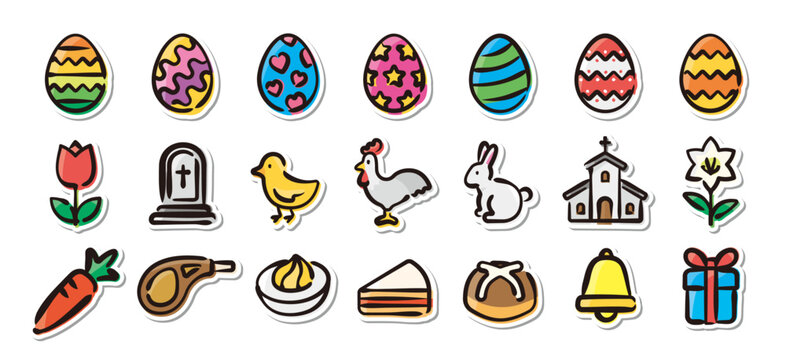 Illustrated sticker set of Easter.Quick and simple to use.