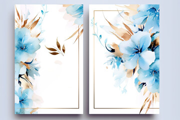 Blue and White Themed Template: Ideal for Wedding Invitations, Business Cards, and DIY Watercolor Floral Designs"