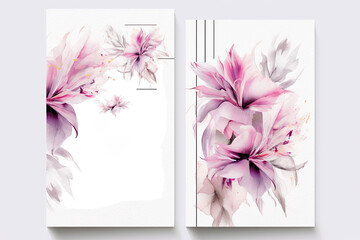 Multi-Purpose Floral Card Template: Ideal for Wedding Invitations, Business Cards, RSVPs, and Menus with Light Pink Flowers