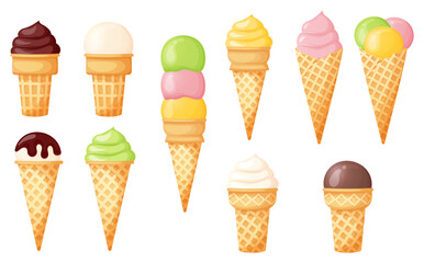 Ice cream in a different shape waffle cones