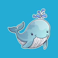Afwasbaar Fotobehang Walvis cute baby whale sealife animal cartoon isolated on white background rainbow in scandinavian style on a isolated background