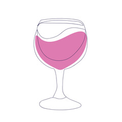 Continuous one line drawing of beer glass. Colored vector illustration.