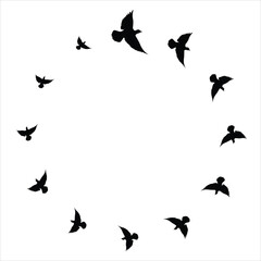 Obraz na płótnie Canvas Flying birds silhouettes pattern wallpaper. Vector illustration. isolated bird flying. tattoo design. template for card, package, and wallpaper.