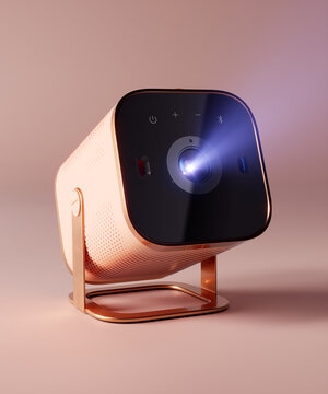 Stylish and Elegant Mini Projector in Pink Gold and Pastel Pink for Presentation