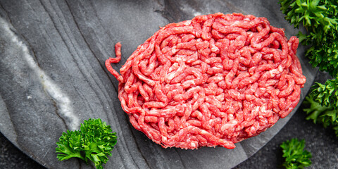 meat cutlet raw ground meat fresh beef, pork, chicken meal food snack on the table copy space food...