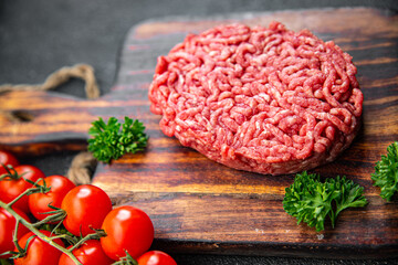 meat cutlet raw ground meat fresh beef, pork, chicken meal food snack on the table copy space food...